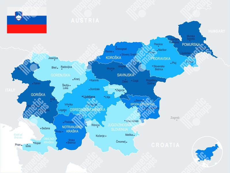 Magnetická mapa, ilustrovaná, modrá