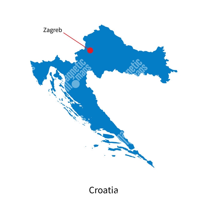 Magnetická mapa Chorvátska, ilustrovaná, modrá