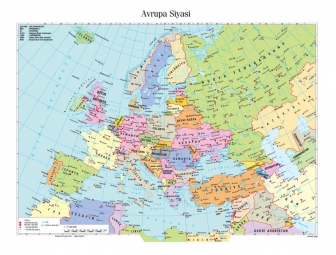  Magnetická mapa Európy, politická, farebná