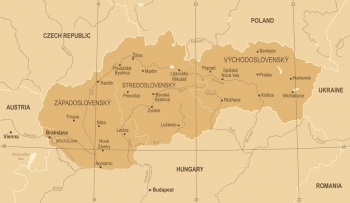  Magnetická mapa Slovenska, vintage, béžová