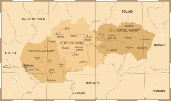  Magnetická mapa Slovenska, vintage, béžová
