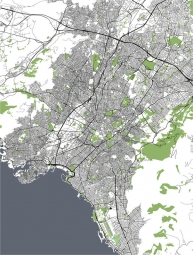  Magnetická mapa Atén, detailná, čierna