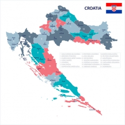  Magnetická mapa Chorvátska, ilustrovaná, farebná