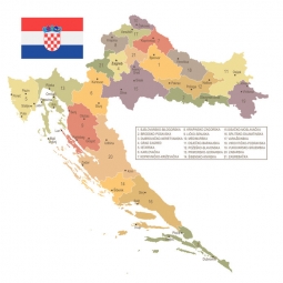  Magnetická mapa Chorvátska, detailná, farebná