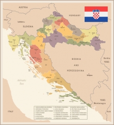  Magnetická mapa Chorvátska, vintage, farebná