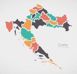 Magnetická mapa Chorvátska, ilustrovaná, farebná