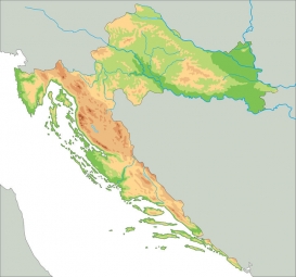 Magnetická mapa Chorvátska, geografická, farebná