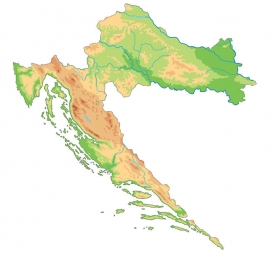  Magnetická mapa Chorvátska, geografická, farebná