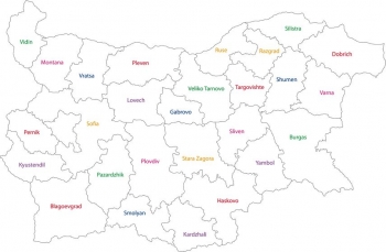  Magnetická mapa Bulharska, administratívna, biela