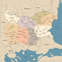  Magnetická mapa Bulharska, detailná, farebná