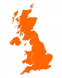  Magnetická mapa Veľkej Británie, ilustrovaná, oranžová
