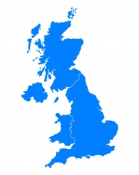  Magnetická mapa Veľkej Británie, ilustrovaná, modrá