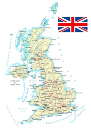  Magnetická mapa Veľkej Británie, detailná, farebná