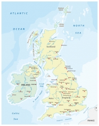  Magnetická mapa Veľkej Británie, politická, farebná