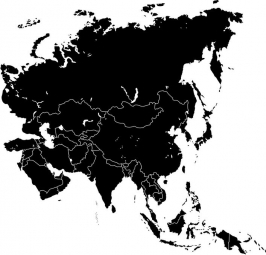  Magnetická mapa Ázie, ilustrovaná, čierna