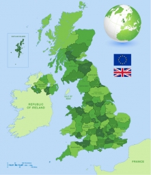  Magnetická mapa Veľkej Británie, administratívna, zelená