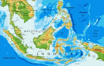  Magnetická mapa Indonesie, geografická, farebná