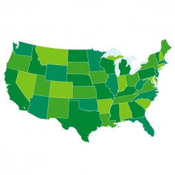 Magnetická mapa Spojených štátov Amerických, ilustrovaná, zelená