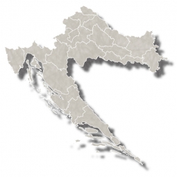  Magnetická mapa Chorvátska, ilustrovaná, šedá