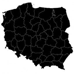  Magnetická mapa Poľska, ilustrovaná, čierna
