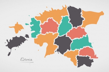  Magnetická mapa Estónska, ilustrovaná, farebná