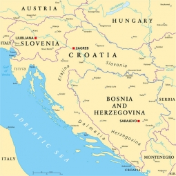  Magnetická mapa Chorvátska, politická, béžová