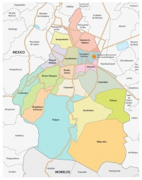 Magnetická mapa Mexika, administratívna, farebná