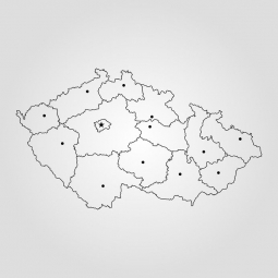  Magnetická mapa Česka, ilustrovaná, čierno-biela