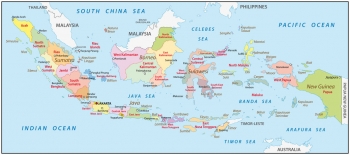  Magnetická mapa Indonesie, administratívna, farebná