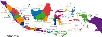  Magnetická mapa Indonesie, ilustrovaná, farebná