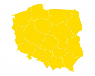  Magnetická mapa Poľska, ilustrovaná, žltá