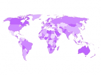  Magnetická mapa sveta, ilustrovaná, fialová