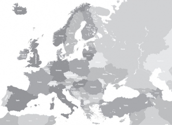  Magnetická mapa Európy, ilustrovaná, šedá