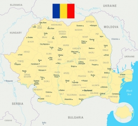  Magnetická mapa Rumunska, detailná, žltá