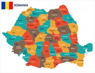  Magnetická mapa Rumunska, ilustrovaná, farebná