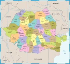  Magnetická mapa Rumunska, vektorová, farebná