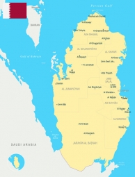  Magnetická mapa Kataru, detailná, žlto-modrá