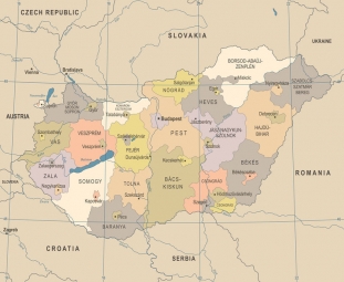  Magnetická mapa Maďarska, detailná, farebná