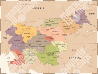  Magnetická mapa, vintage, farebná