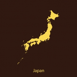  Magnetická mapa Japonska, ilustrovaná, žlto-hnedá