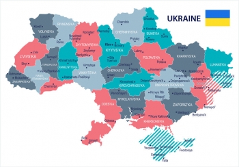  Magnetická mapa Ukrajiny, ilustrovaná, farebná