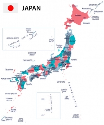  Magnetická mapa Japonska, detailná, farebná