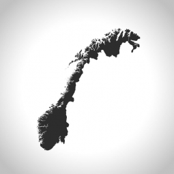  Magnetická mapa Nórska, ilustrovaná, šedá