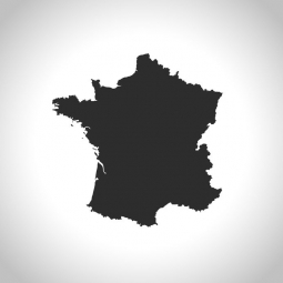  Magnetická mapa Francúzska, ilustrovaná, šedá