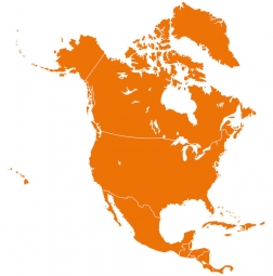  Magnetická mapa Severnej Ameriky, ilustrovaná, oranžová
