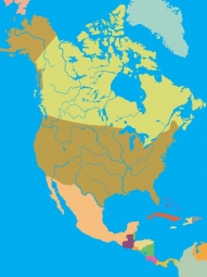  Magnetická mapa Severnej Ameriky, ilustrovaná, farebná