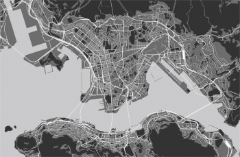  Magnetická mapa Hongkongu, detailná, čierna