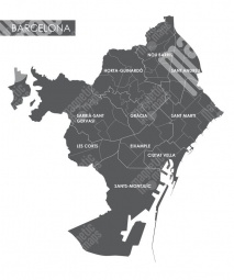  Magnetická mapa Barcelony, ilustrovaná, šedá