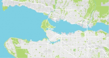  Magnetická mapa Vancouveru, ilustrovaná, farebná