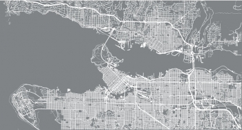  Magnetická mapa Vancouveru, ilustrovaná, šedá
